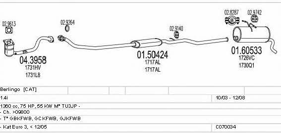  C070034000950 Exhaust system C070034000950: Buy near me in Poland at 2407.PL - Good price!