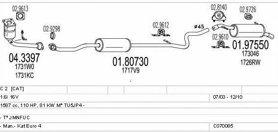  C070085001010 Exhaust system C070085001010: Buy near me in Poland at 2407.PL - Good price!