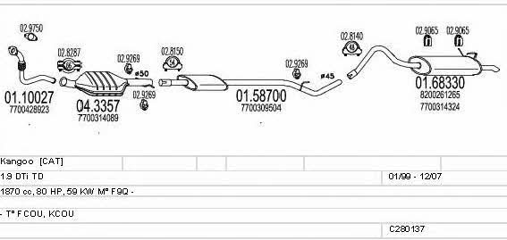 Mts C280137006687 Система выпуска отработаных газов C280137006687: Отличная цена - Купить в Польше на 2407.PL!