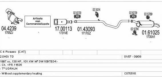  C070516013744 Exhaust system C070516013744: Buy near me in Poland at 2407.PL - Good price!