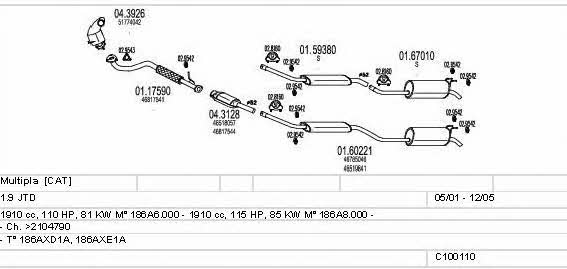  C100110012822 Exhaust system C100110012822: Buy near me in Poland at 2407.PL - Good price!