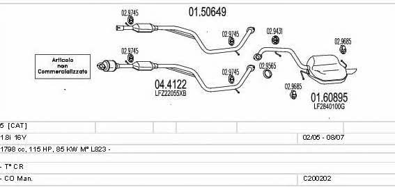 Mts C200202010454 Система випуску відпрацьованих газів C200202010454: Приваблива ціна - Купити у Польщі на 2407.PL!