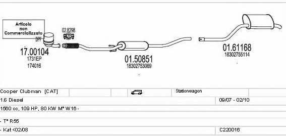 Mts C220016022345 Exhaust system C220016022345: Buy near me in Poland at 2407.PL - Good price!