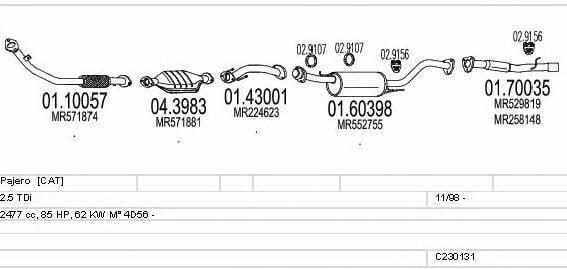 Mts C230131009298 Exhaust system C230131009298: Buy near me in Poland at 2407.PL - Good price!