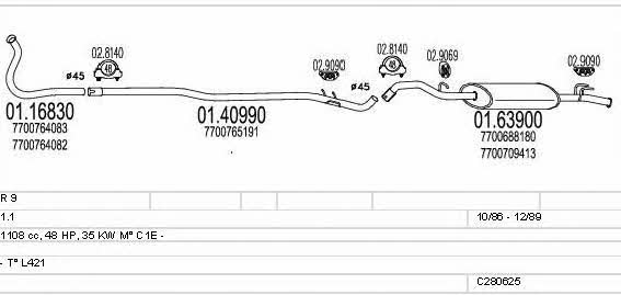 Mts C280625007677 Exhaust system C280625007677: Buy near me in Poland at 2407.PL - Good price!