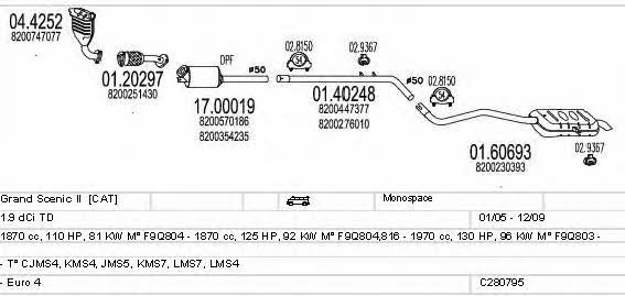 Mts C280795011846 Система выпуска отработаных газов C280795011846: Отличная цена - Купить в Польше на 2407.PL!
