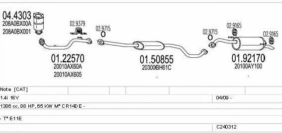  C240312022485 Exhaust system C240312022485: Buy near me in Poland at 2407.PL - Good price!