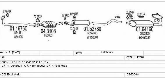 Mts C250044005045 Exhaust system C250044005045: Buy near me in Poland at 2407.PL - Good price!