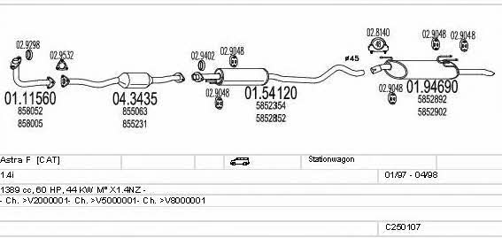 Mts C250107005221 Exhaust system C250107005221: Buy near me in Poland at 2407.PL - Good price!