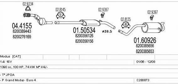 Mts C280873020947 Exhaust system C280873020947: Buy near me in Poland at 2407.PL - Good price!