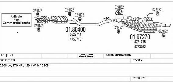  C300103007711 Exhaust system C300103007711: Buy near me in Poland at 2407.PL - Good price!