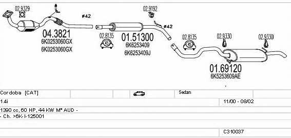  C310037006911 Система випуску відпрацьованих газів C310037006911: Приваблива ціна - Купити у Польщі на 2407.PL!