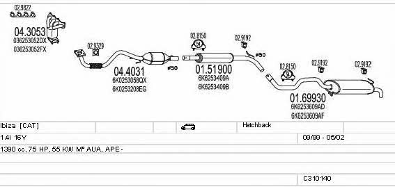  C310140007050 Система випуску відпрацьованих газів C310140007050: Приваблива ціна - Купити у Польщі на 2407.PL!