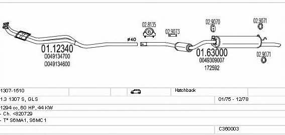  C360003007258 Exhaust system C360003007258: Buy near me in Poland at 2407.PL - Good price!