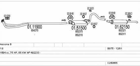 Mts C250655007325 Exhaust system C250655007325: Buy near me in Poland at 2407.PL - Good price!