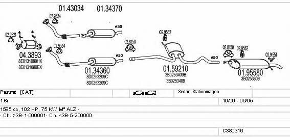  C380316003174 Система випуску відпрацьованих газів C380316003174: Приваблива ціна - Купити у Польщі на 2407.PL!