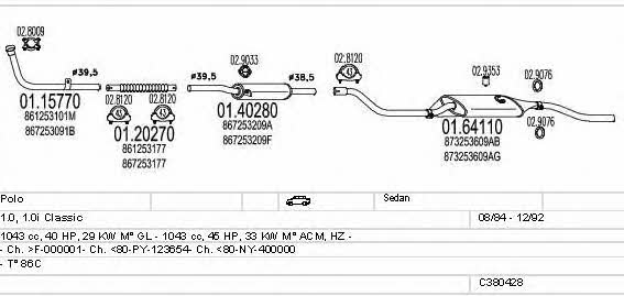 Mts C380428001616 Układ wydechowy C380428001616: Dobra cena w Polsce na 2407.PL - Kup Teraz!