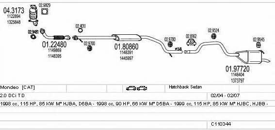  C110344019764 Exhaust system C110344019764: Buy near me in Poland at 2407.PL - Good price!