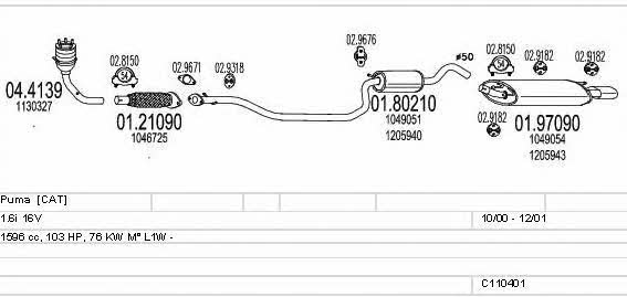  C110401003374 Exhaust system C110401003374: Buy near me in Poland at 2407.PL - Good price!