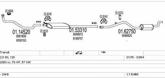 Mts C110466009564 Exhaust system C110466009564: Buy near me in Poland at 2407.PL - Good price!