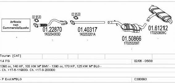 Mts C380893023129 Exhaust system C380893023129: Buy near me in Poland at 2407.PL - Good price!