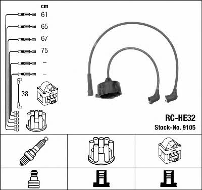 NGK 9105 Ignition cable kit 9105: Buy near me in Poland at 2407.PL - Good price!