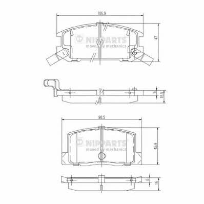 Nipparts J3612009 Brake Pad Set, disc brake J3612009: Buy near me in Poland at 2407.PL - Good price!