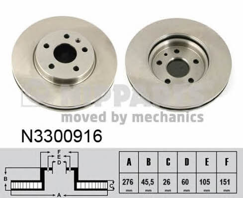 Nipparts N3300916 Front brake disc ventilated N3300916: Buy near me in Poland at 2407.PL - Good price!