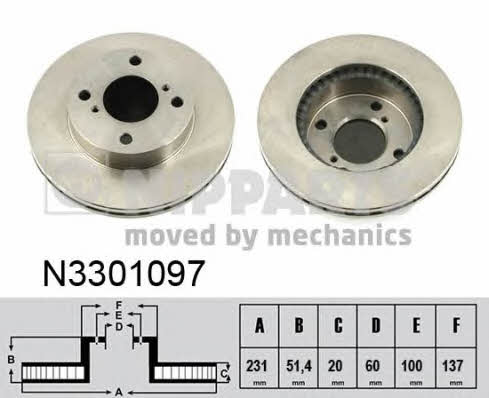 Nipparts N3301097 Front brake disc ventilated N3301097: Buy near me in Poland at 2407.PL - Good price!