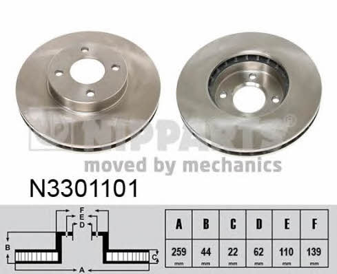 Nipparts N3301101 Front brake disc ventilated N3301101: Buy near me in Poland at 2407.PL - Good price!