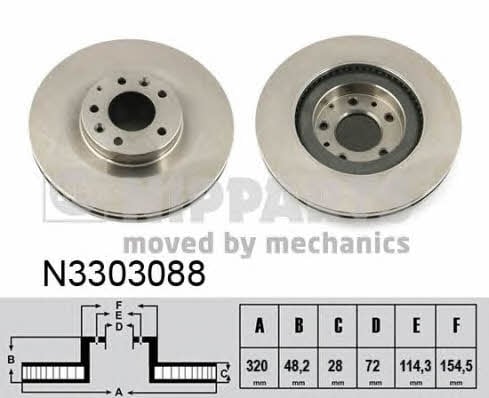 Nipparts N3303088 Front brake disc ventilated N3303088: Buy near me in Poland at 2407.PL - Good price!