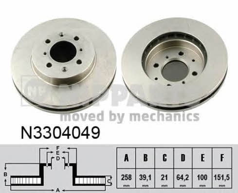 Nipparts N3304049 Front brake disc ventilated N3304049: Buy near me in Poland at 2407.PL - Good price!