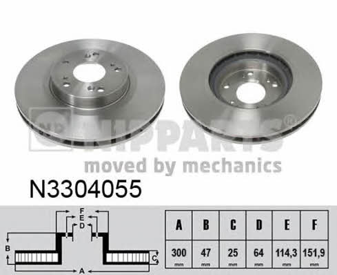 Nipparts N3304055 Front brake disc ventilated N3304055: Buy near me in Poland at 2407.PL - Good price!