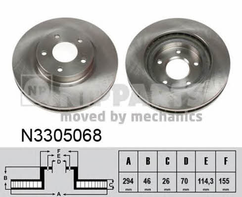 Nipparts N3305068 Front brake disc ventilated N3305068: Buy near me in Poland at 2407.PL - Good price!