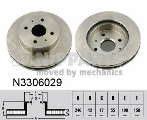 Nipparts N3306029 Front brake disc ventilated N3306029: Buy near me at 2407.PL in Poland at an Affordable price!