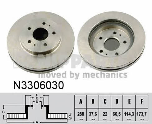 Nipparts N3306030 Front brake disc ventilated N3306030: Buy near me in Poland at 2407.PL - Good price!