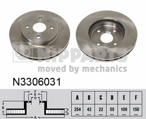 Nipparts N3306031 Front brake disc ventilated N3306031: Buy near me in Poland at 2407.PL - Good price!
