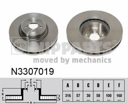 Nipparts N3307019 Тормозной диск передний вентилируемый N3307019: Отличная цена - Купить в Польше на 2407.PL!