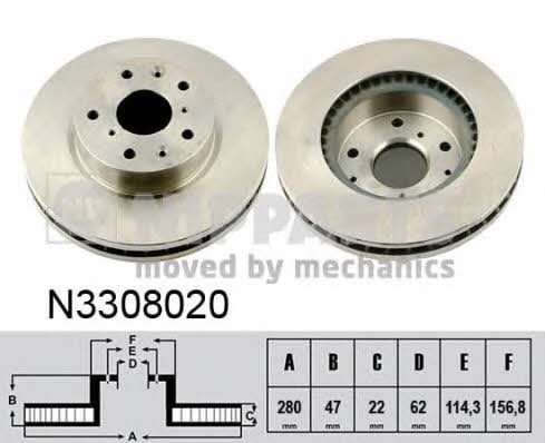 Nipparts N3308020 Front brake disc ventilated N3308020: Buy near me in Poland at 2407.PL - Good price!