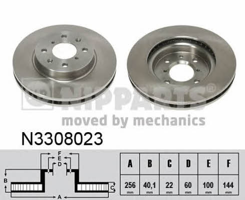 Nipparts N3308023 Front brake disc ventilated N3308023: Buy near me in Poland at 2407.PL - Good price!