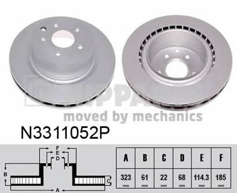 Nipparts N3311052P Rear ventilated brake disc N3311052P: Buy near me in Poland at 2407.PL - Good price!