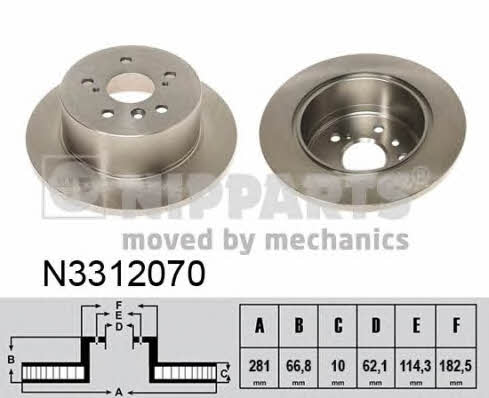 Nipparts N3312070 Тормозной диск задний невентилируемый N3312070: Отличная цена - Купить в Польше на 2407.PL!