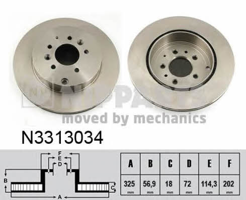 Nipparts N3313034 Тормозной диск задний вентилируемый N3313034: Отличная цена - Купить в Польше на 2407.PL!