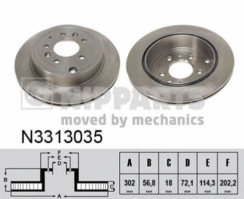 Nipparts N3313035 Тормозной диск задний вентилируемый N3313035: Отличная цена - Купить в Польше на 2407.PL!