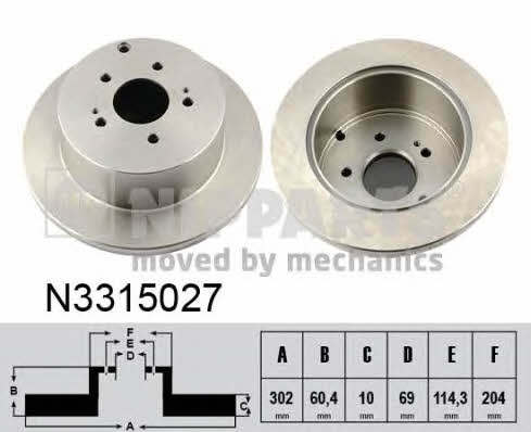 Nipparts N3315027 Тормозной диск задний невентилируемый N3315027: Отличная цена - Купить в Польше на 2407.PL!