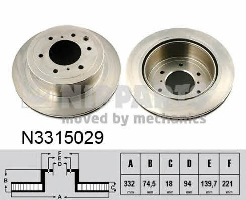 Nipparts N3315029 Тормозной диск задний вентилируемый N3315029: Отличная цена - Купить в Польше на 2407.PL!