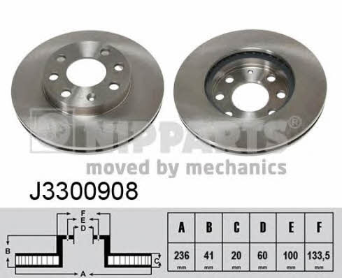 Nipparts J3300908 Front brake disc ventilated J3300908: Buy near me in Poland at 2407.PL - Good price!