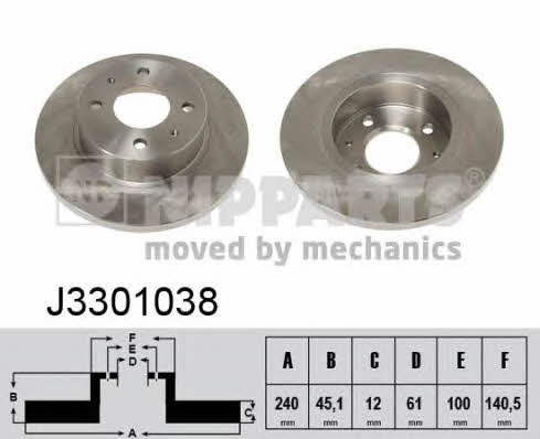 Nipparts J3301038 Unventilated front brake disc J3301038: Buy near me in Poland at 2407.PL - Good price!