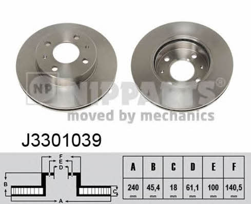 Nipparts J3301039 Front brake disc ventilated J3301039: Buy near me at 2407.PL in Poland at an Affordable price!
