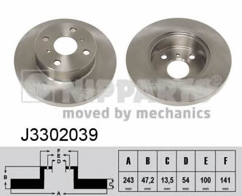 Nipparts J3302039 Unventilated front brake disc J3302039: Buy near me at 2407.PL in Poland at an Affordable price!